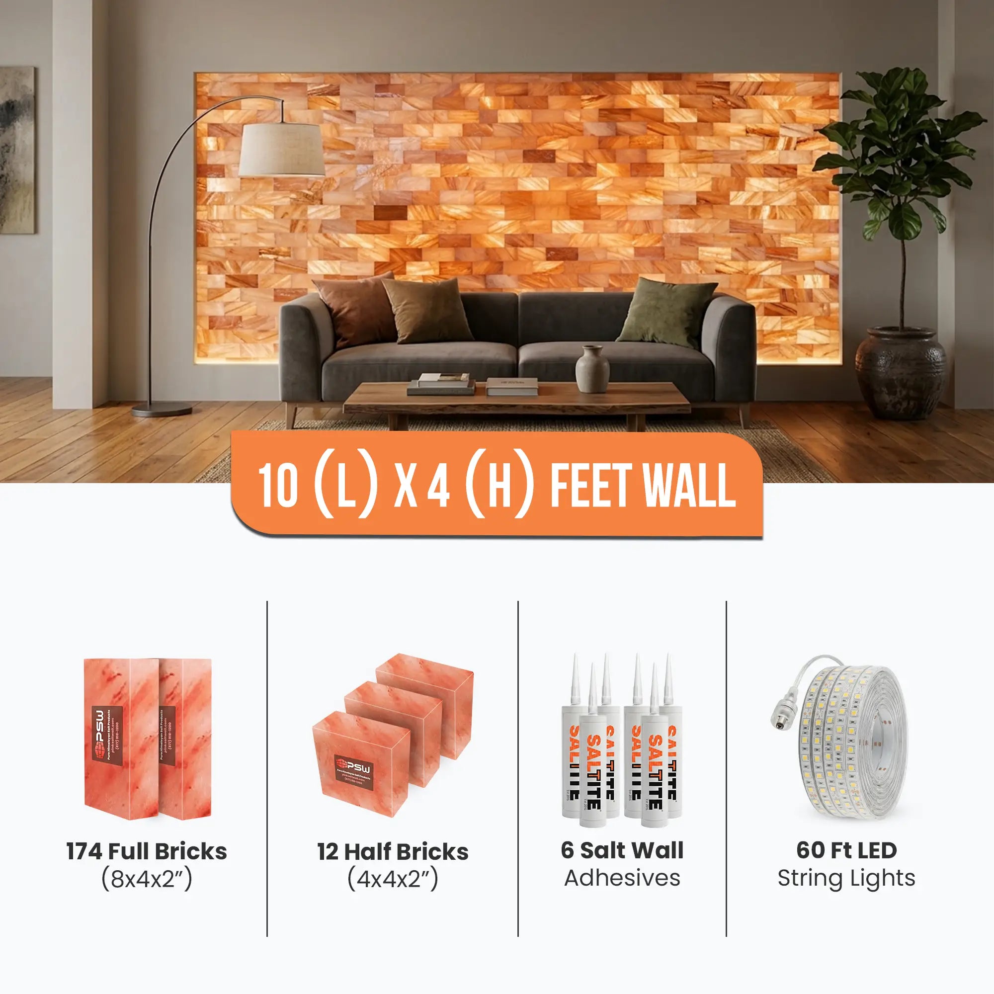 10×4 ft Himalayan Salt Wall Kit