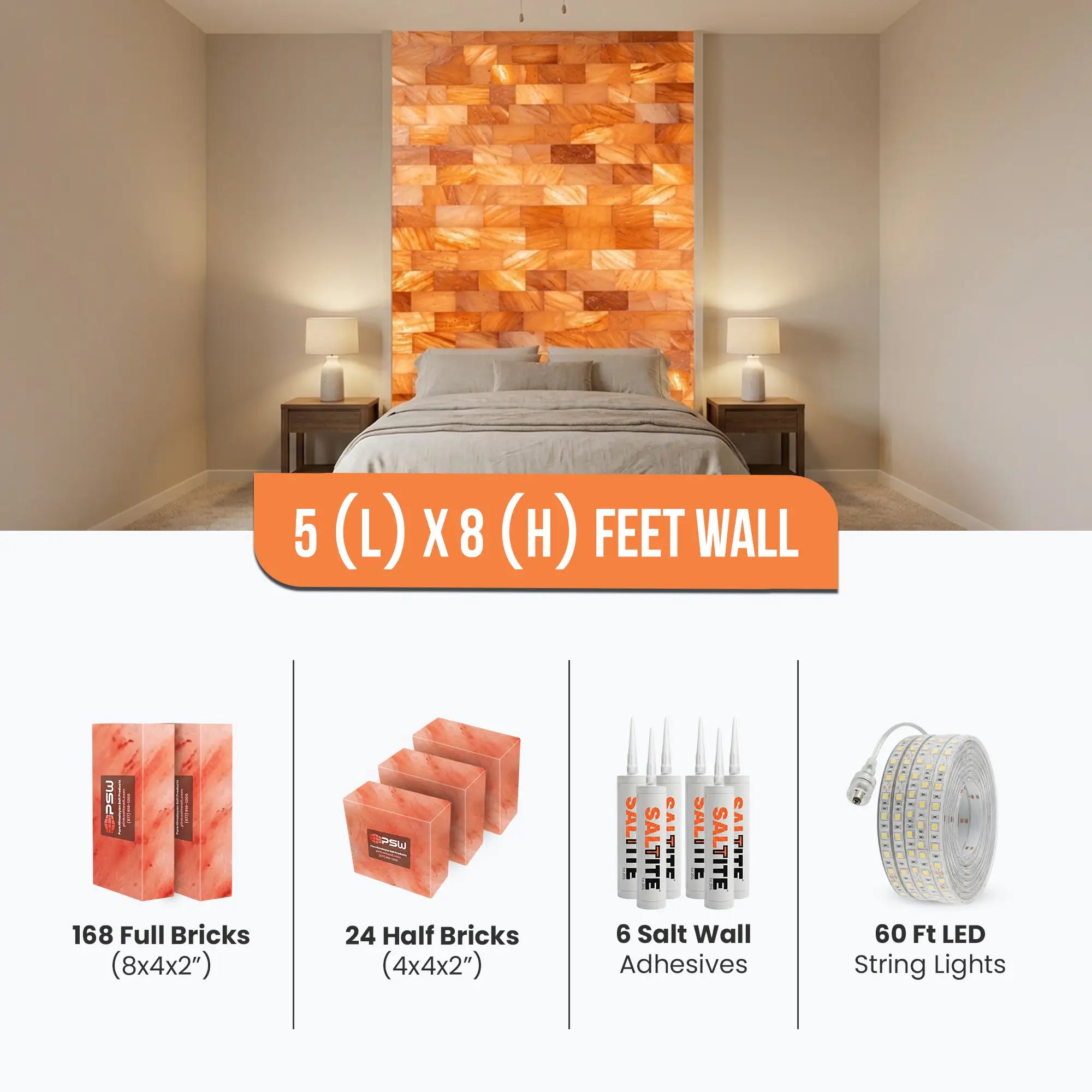 5×8 ft Himalayan Salt Wall Kit